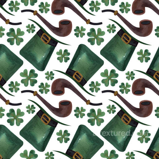 with St Patrick's Hat, Pipes & Shamrocks seamless St patrick digital paper bundle PBR texture