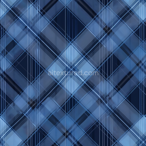 Seamless 3D Brushed Blue Plaid Metal PBR Texture with Layered Crosshatch Design