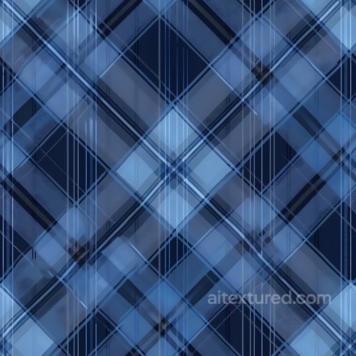 Seamless 3D PBR Blue Plaid Fabric Texture with Overlapping Lines texture preview