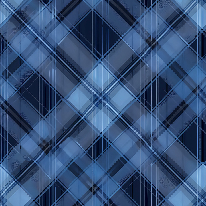 Blue Plaid Fabric with Overlapping Lines seamless PBR texture preview