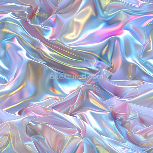 Seamless 3D PBR texture of iridescent glossy silk fabric folds