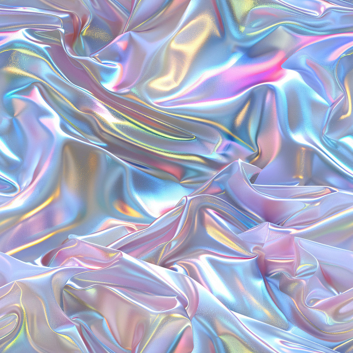 Of Iridescent Glossy Silk Fabric Folds seamless PBR texture preview