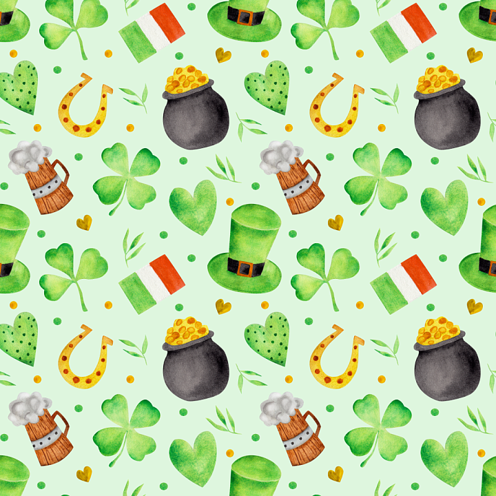 Watercolor St Patrick's Day Festive Digital Paper seamless PBR texture preview