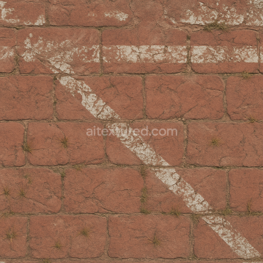 Preview — Seamless 3d texture pbr 8k brick red with paint markings and dry surface weathered edges